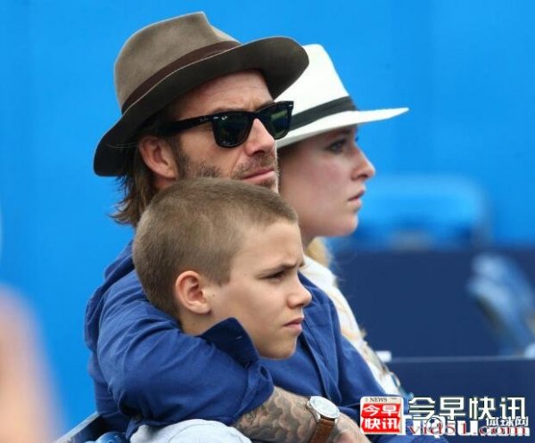 贝克汉姆携儿子观战网球女王杯 贝克汉姆小儿子照片