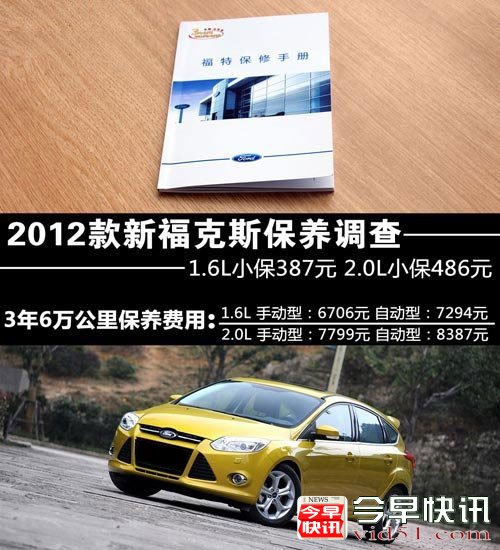 小保养需387元 2012款新福克斯保养调查