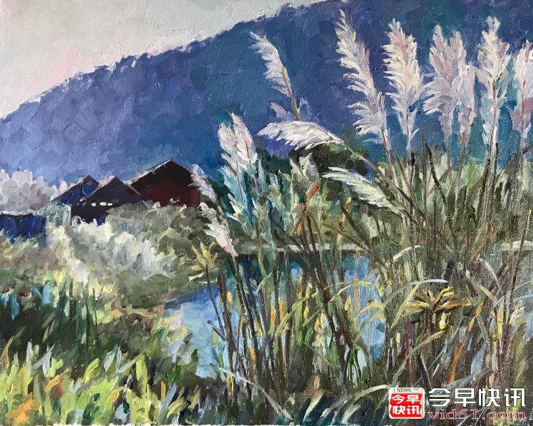 湖边芦苇（50x60公分）2019、7布面油画_conew1.jpg