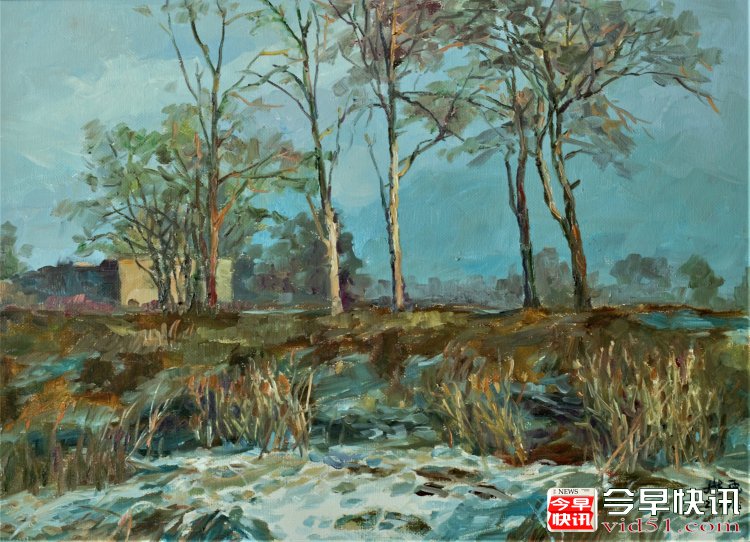 油画《残雪。》（（50x70公分）2019、5布面油画_conew1.jpg