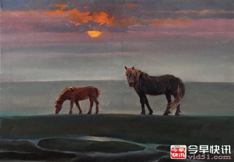 余晖下的母子（50x70公分）2020、6布面油画_conew1.jpg