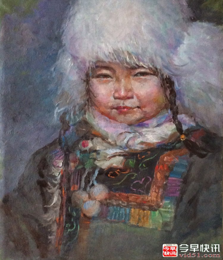 蒙古族女孩（50x60公分）2018、7布面油画_conew1.jpg